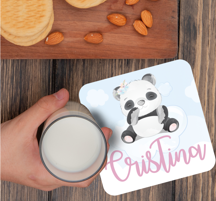 Posavasos personalizable panda juguetón - TenVinilo