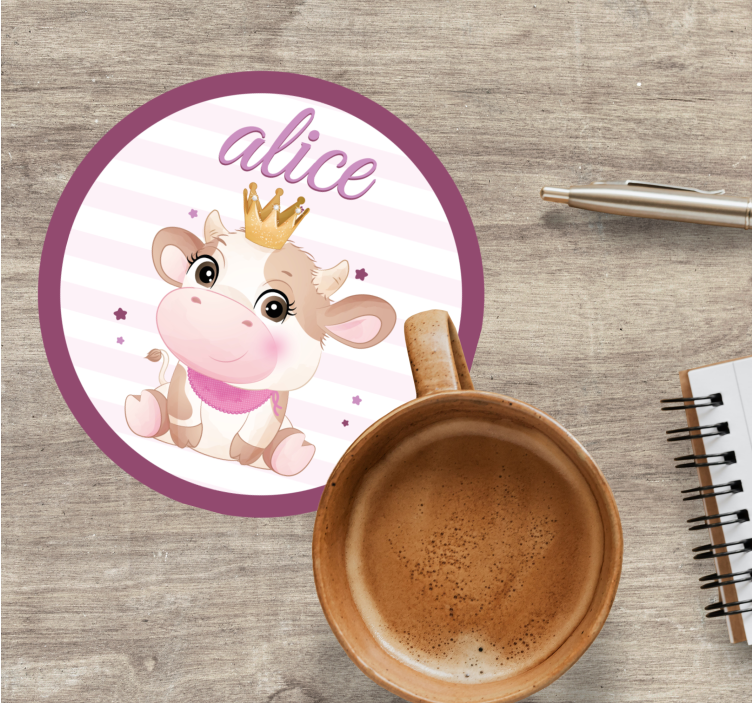 Posavasos personalizable personaje de vaca adorable - TenVinilo