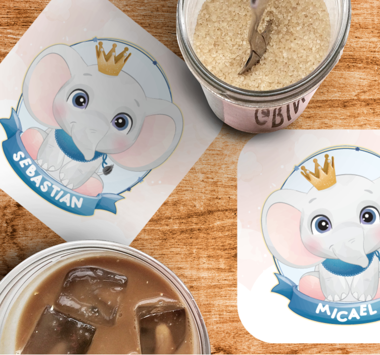 Posavasos personalizable retratos de elefante - TenVinilo