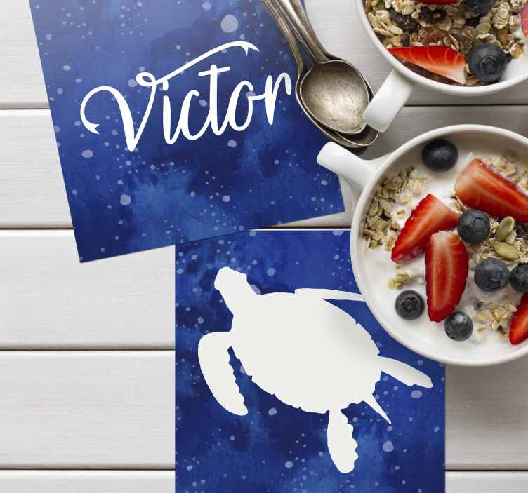 Posavasos personalizable silueta de tortuga azul - TenVinilo