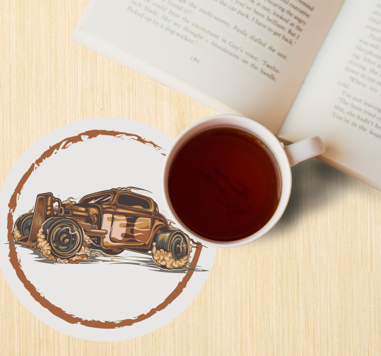 Posavasos vintage Coche pintado ornamental - TenVinilo