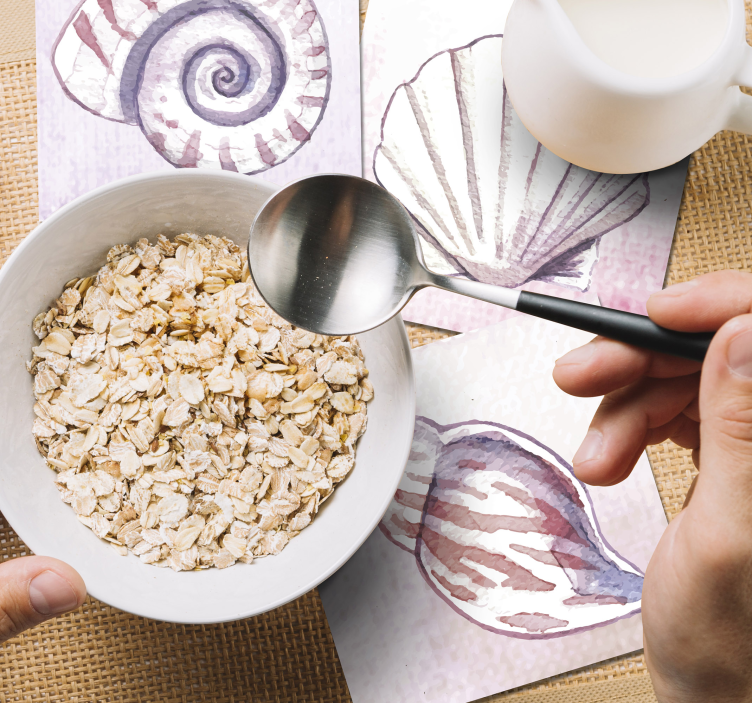 Posavasos textura acuarelas de conchas naturales - TenVinilo