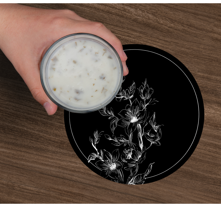 Posavasos textura arte lineal floral - TenVinilo