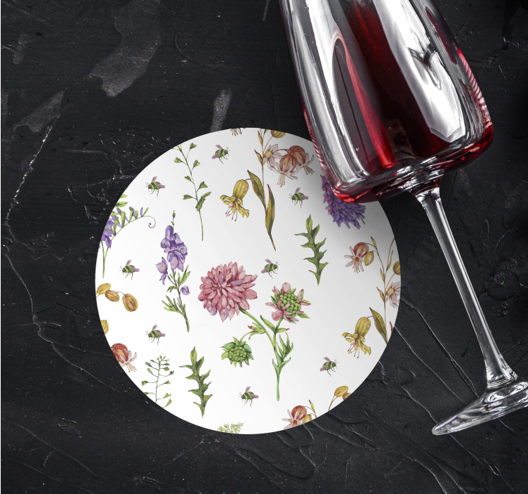 Posavasos textura con acentos florales - TenVinilo