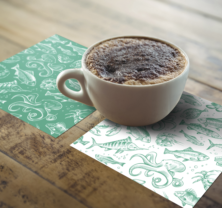 Posavasos textura diseño de mariscos - TenVinilo