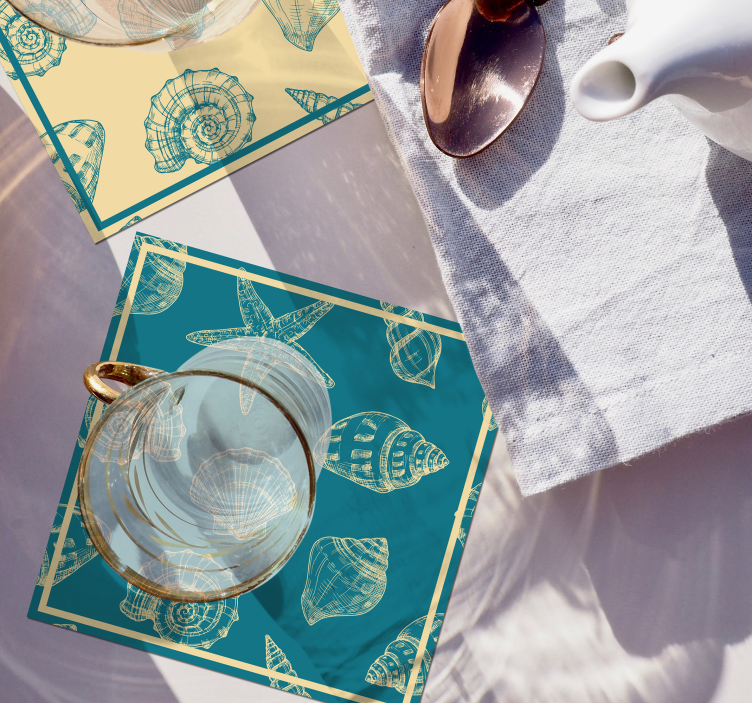 Posavasos textura elementos de motivo concha - TenVinilo