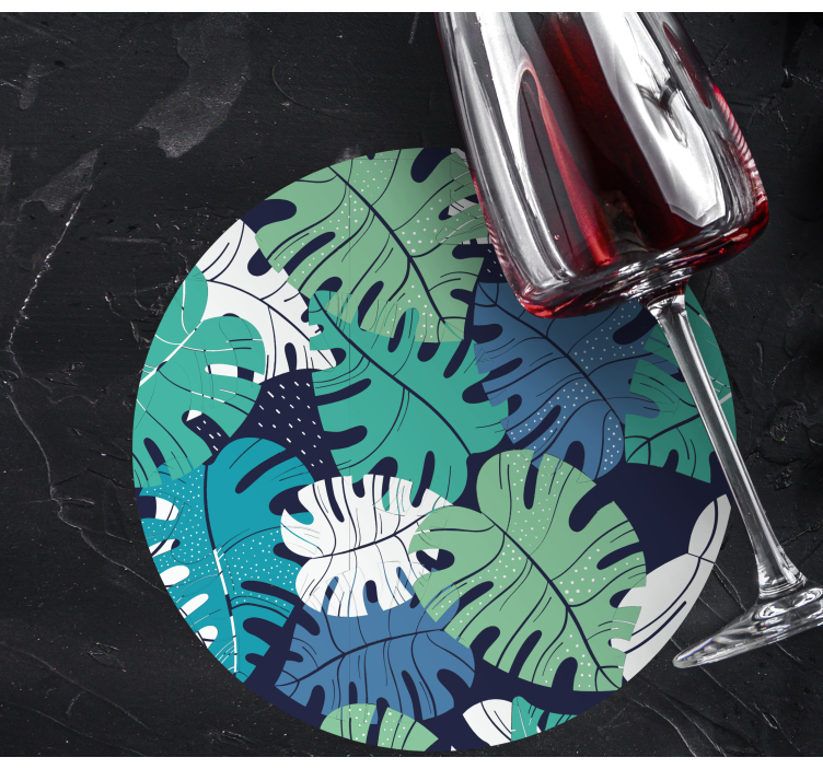 Posavasos textura emblema de hoja tropical - TenVinilo