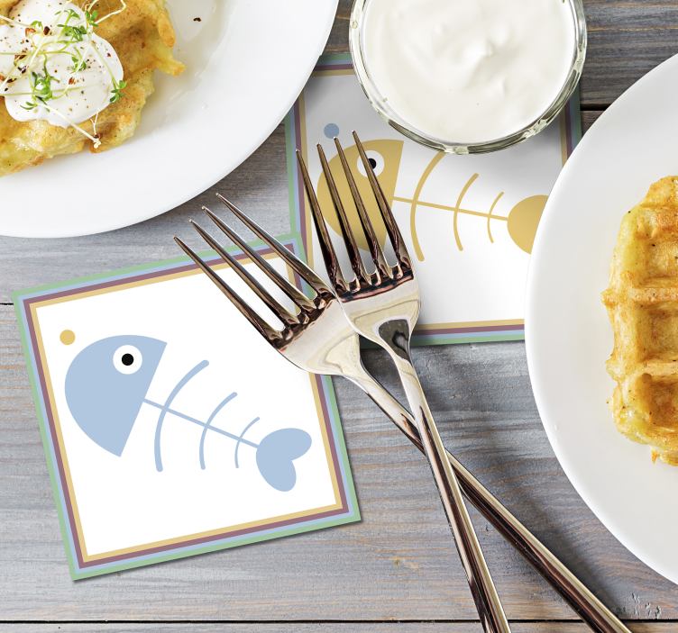 Posavasos textura esqueletos de pescado coloridos - TenVinilo