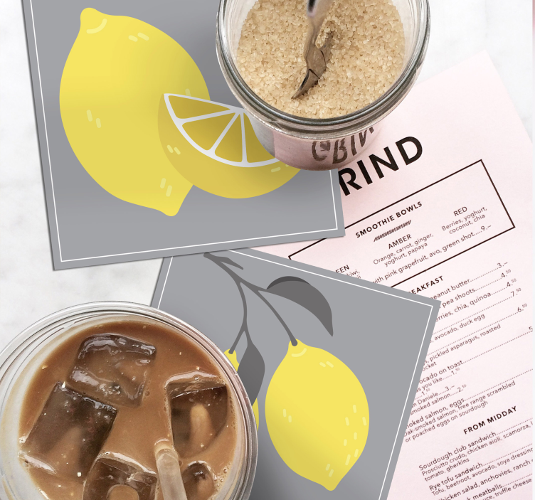 Posavasos textura juego de ilustraciones de limón - TenVinilo