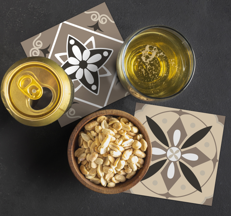 Posavasos textura juego de patrones florales geométricos - TenVinilo