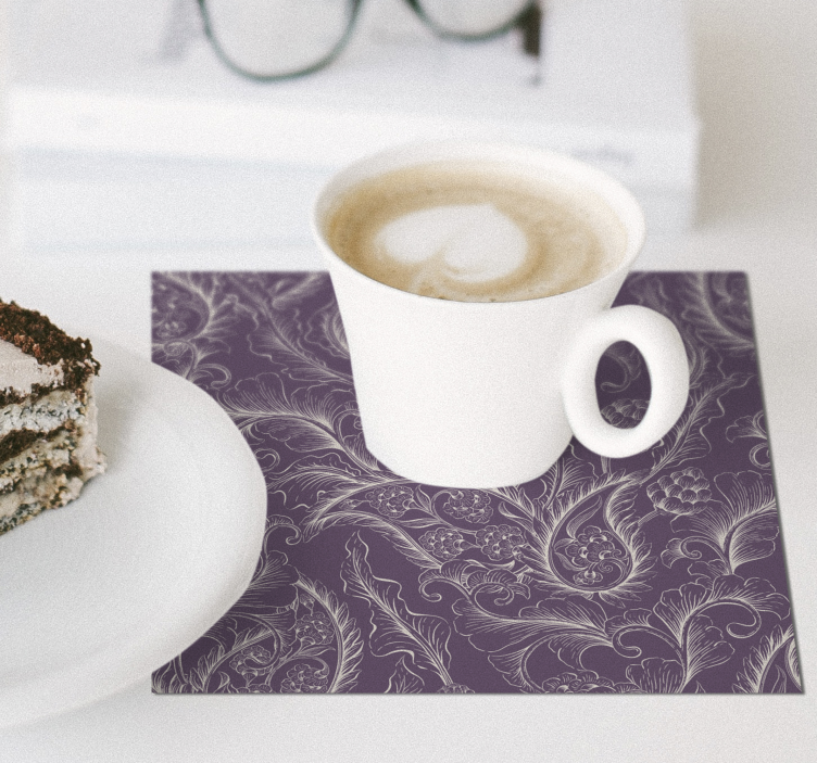 Posavasos textura motivo botánico elegante - TenVinilo