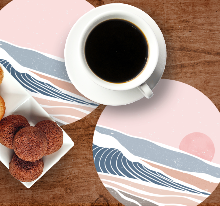 Posavasos textura olas suaves y amanecer - TenVinilo