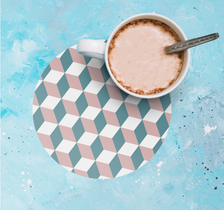 Posavasos textura patrón de cubos geométricos - TenVinilo