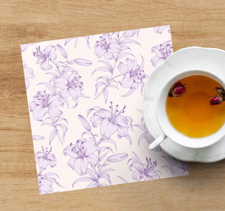 Posavasos textura patrón de lirio elegante - TenVinilo