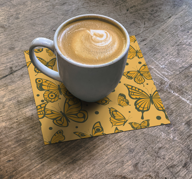 Posavasos textura patrón de mariposas - TenVinilo