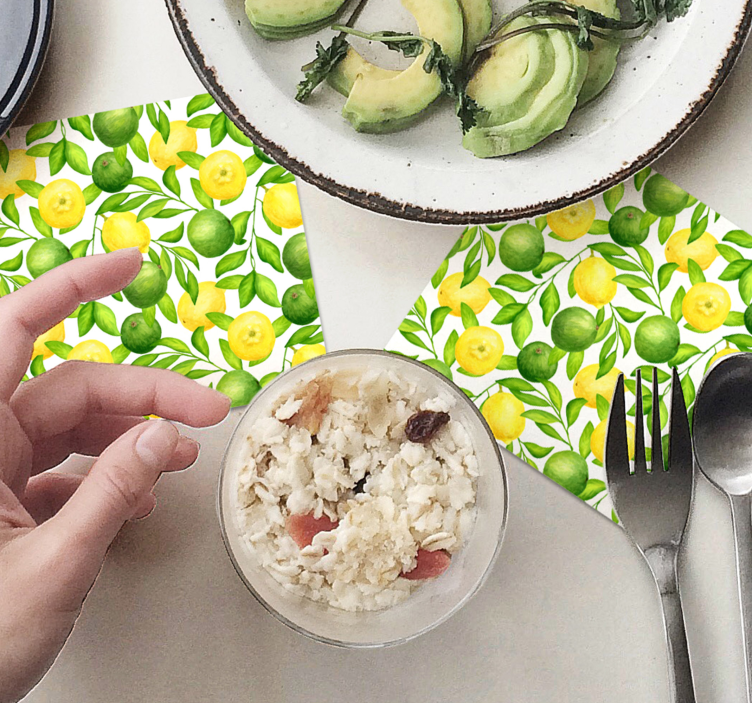 Posavasos textura patrón floral cítrico vivo - TenVinilo