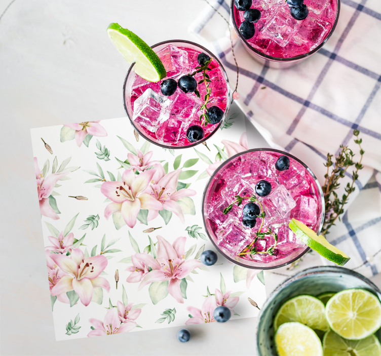 Posavasos textura patrón floral con lirios - TenVinilo