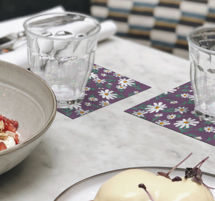 Posavasos textura patrón floral morado - TenVinilo