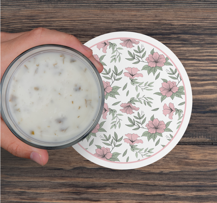 Posavasos textura patrón floral redondo - TenVinilo