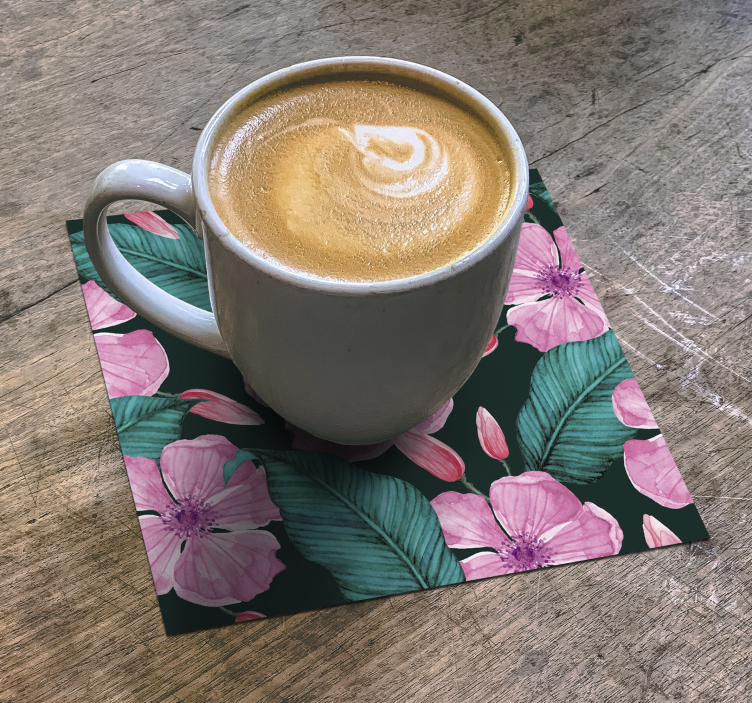 Posavasos textura patrón floral y de hojas - TenVinilo