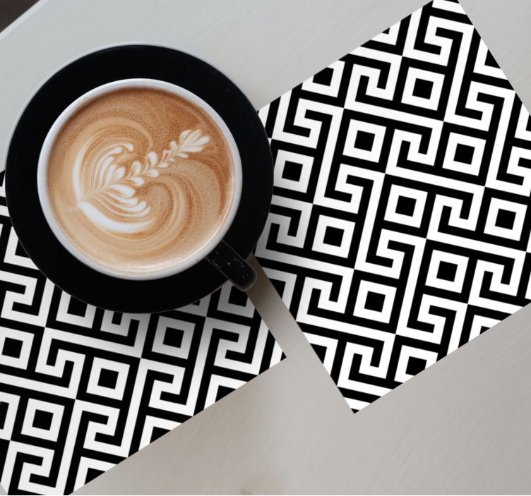 Posavasos textura patrón geométrico blanco y negro - TenVinilo