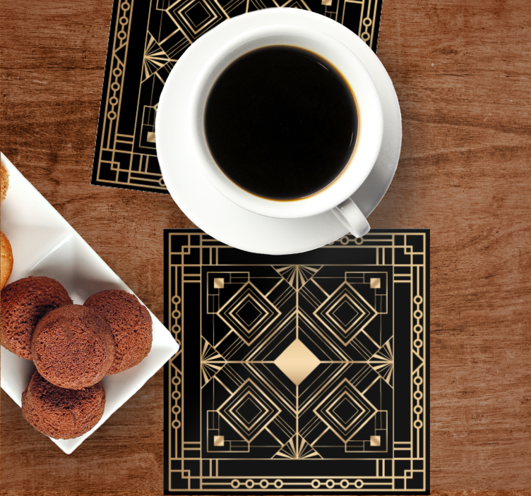 Posavasos textura patrón geométrico con acentos dorados - TenVinilo