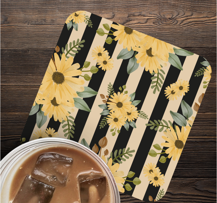 Posavasos textura patrón rayas florales - TenVinilo