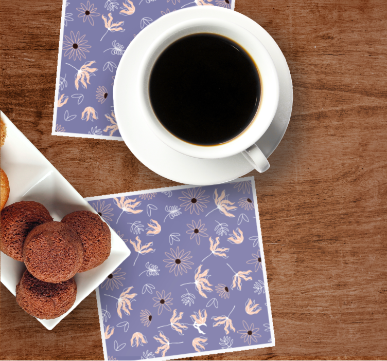 Posavasos textura patrones florales en púrpura - TenVinilo