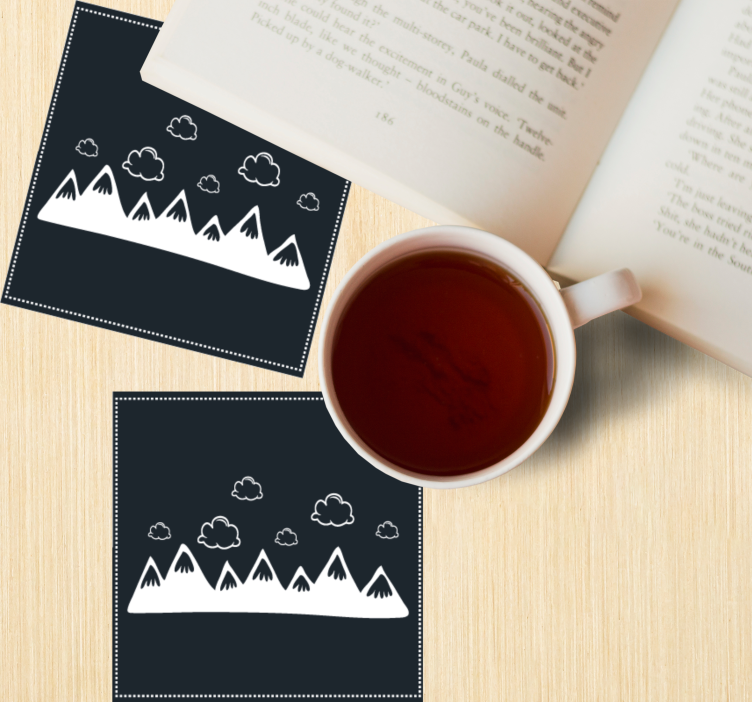 Posavasos textura silueta de montañas con nubes - TenVinilo