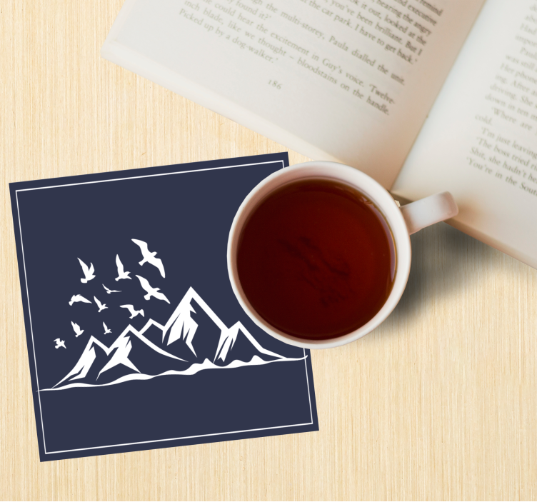 Posavasos textura silueta de paisaje montañoso - TenVinilo