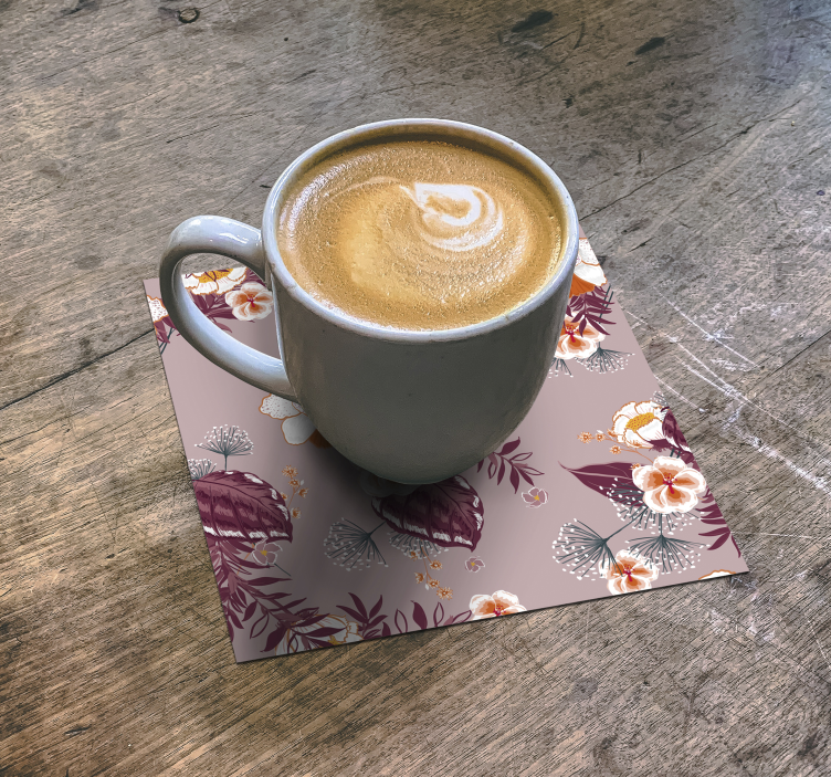 Posavasos textura superficie con patrón floral - TenVinilo