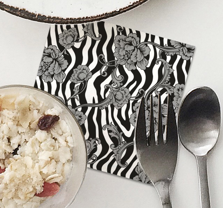 Posavasos textura zebra floral - TenVinilo