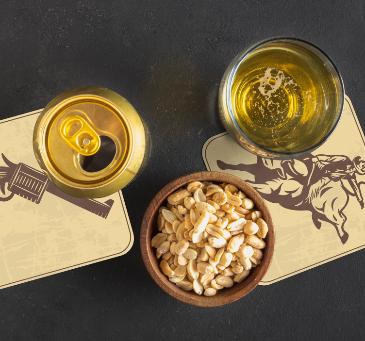 Posavasos vintage arte de vaquero en rodeo - TenVinilo