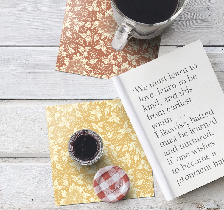 Posavasos vintage azulejos cuadrados florales - TenVinilo