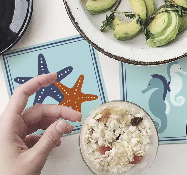 Posavasos vintage con patrones de caballitos y estrellas - TenVinilo