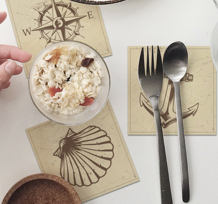 Posavasos vintage conjunto de símbolos náuticos - TenVinilo