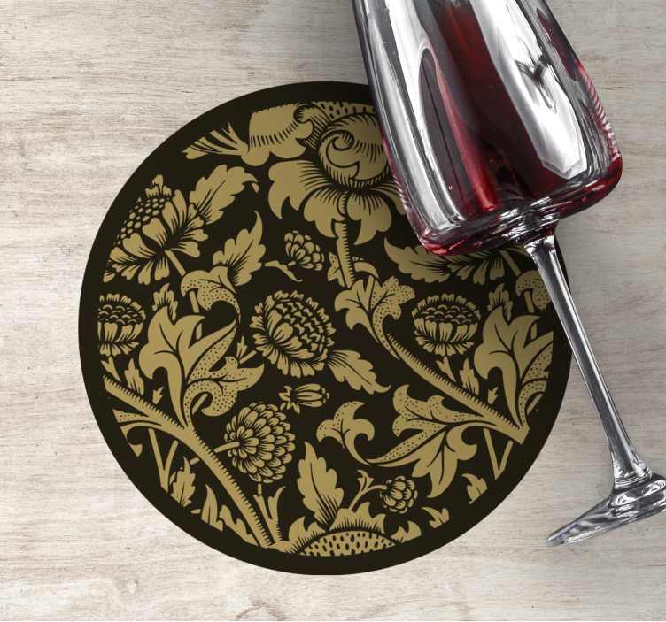 Posavasos vintage patrón floral dorado - TenVinilo
