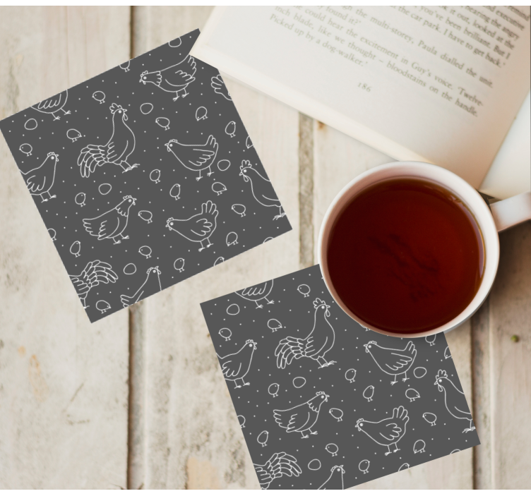 Posavasos vintage patrones de gallina y pollito - TenVinilo