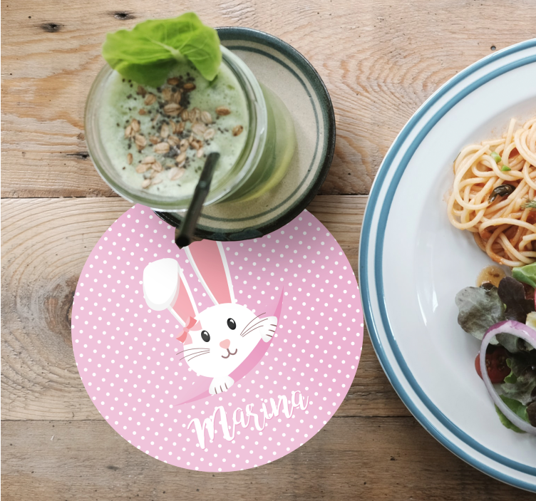 Posavasos vintage personaje de conejo con lazo - TenVinilo