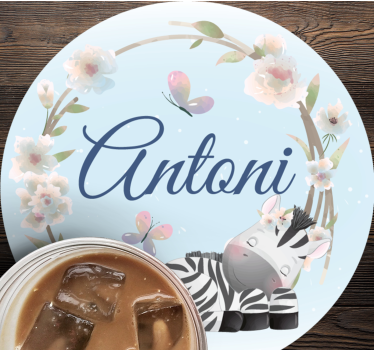 Posavasos personalizable ilustración de cebra personalizada - TenVinilo