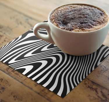 Posavasos textura diseño ondulado blanco y negro - TenVinilo