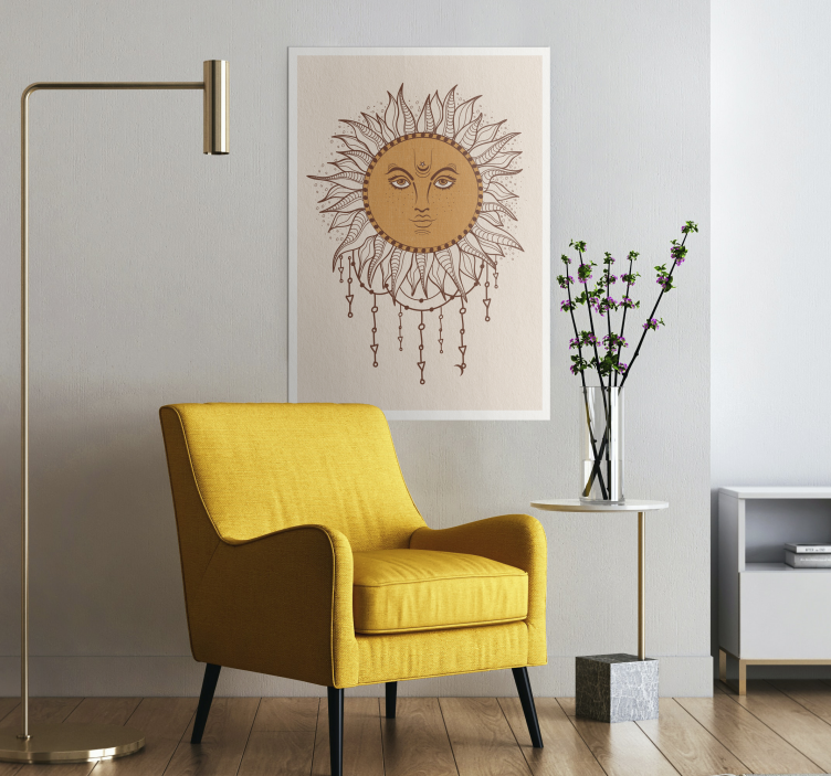 Póster de estilo boho con girasol - TenVinilo