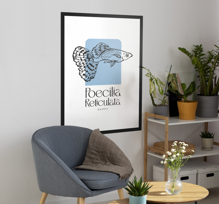 Poster decorativo peces pez guppy - TenVinilo
