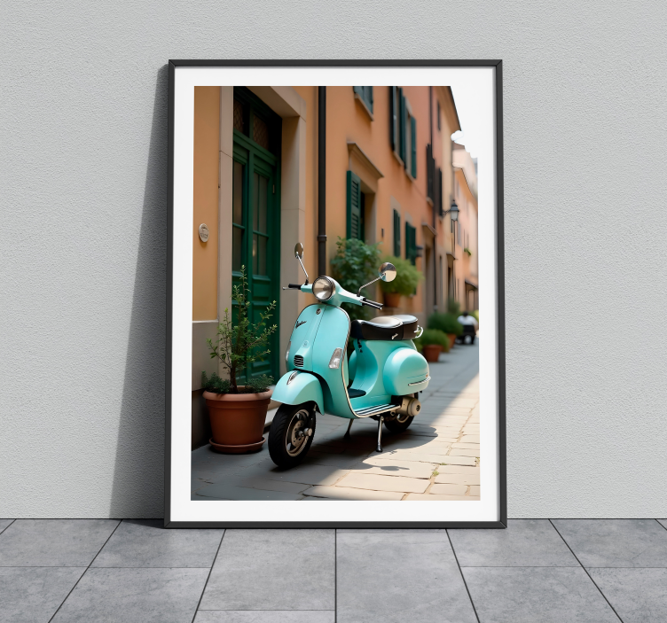 Poster foto realista bicicleta vespa - TenVinilo