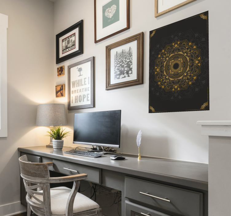 Poster decorativo mandala negro - TenVinilo