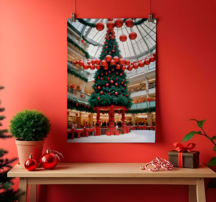Poster de navidad árbol en el centro comercial - TenVinilo