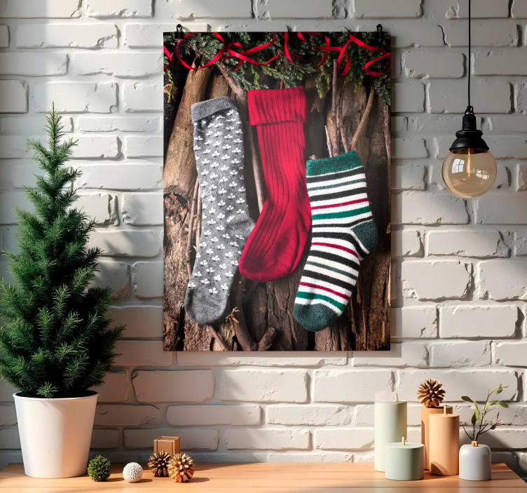Poster de navidad calcetines - TenVinilo