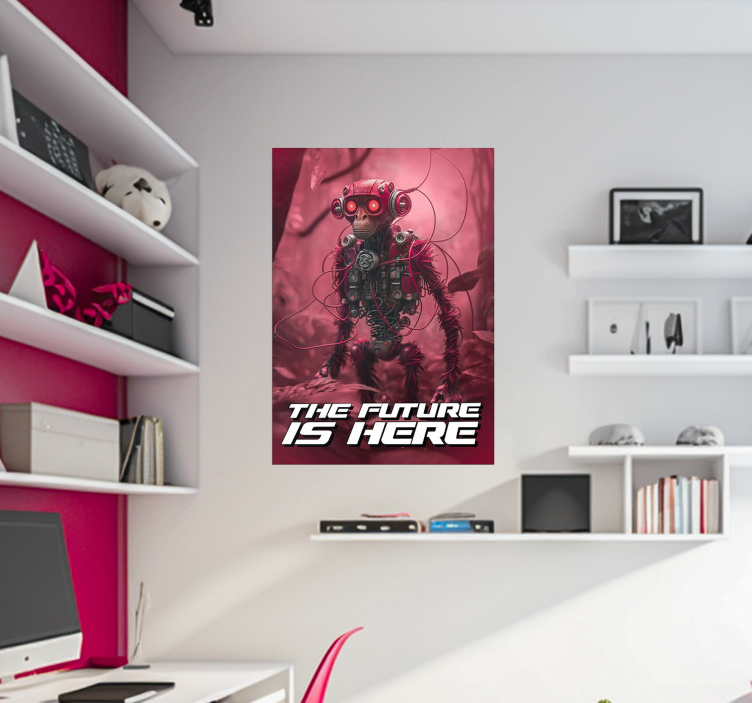 póster futurista con un mono robot - TenVinilo