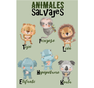 Poster para habitación infantil animales salvajes - TenVinilo