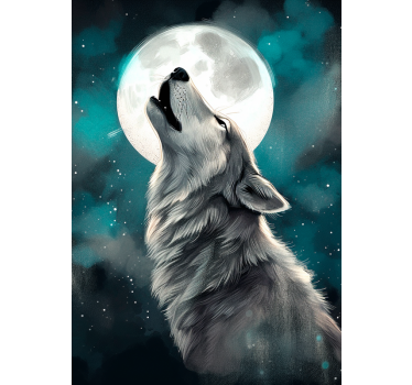 Póster juvenil lobo aullando - TenVinilo